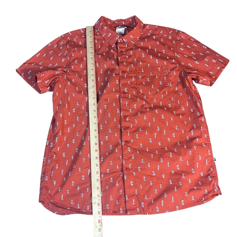 The North Face Button Up‎ Shirt Mens Large Orange Floral Short Sleeve NF0A55ND